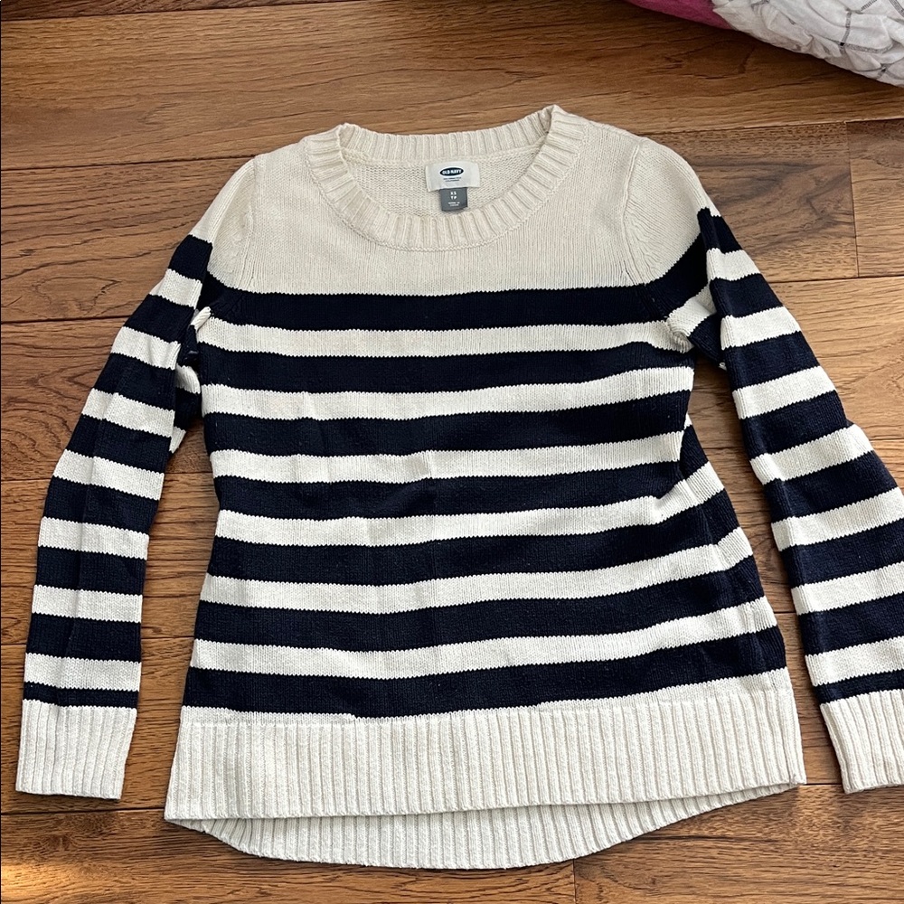 Old Navy Cream and Navy Striped Sweater